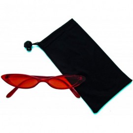 Cat Eye Retro Slim Cat Eye Color Frame Sunglasses - Red - CW18OZ4G73K $22.08