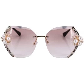 Oversized Women Stylish Oversized Rimless Gradient Diamond Cutting Lens Sunglasses - Pearl - CT197E2LSHY $19.16