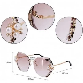 Oversized Women Stylish Oversized Rimless Gradient Diamond Cutting Lens Sunglasses - Pearl - CT197E2LSHY $19.16