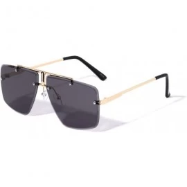 Rimless Square Rimless Diamond Edge Cut Lens Aviator - Black Gold - CY1972ED4IL $15.21