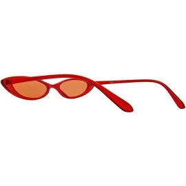 Cat Eye Retro Slim Cat Eye Color Frame Sunglasses - Red - CW18OZ4G73K $19.74