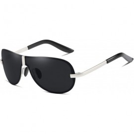 Shield Classic Aviator Sunglasses for Men Polarized 100% UV protection New Premium Military Style 60015 - Silver - CG18XD45D7...