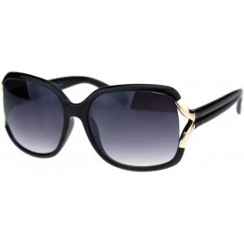Butterfly Womens Elegant Slick Rectangular Oversize Butterfly Plastic Fashion Sunglasses - Black Gold Smoke - C818QQ7EAIQ $8.08