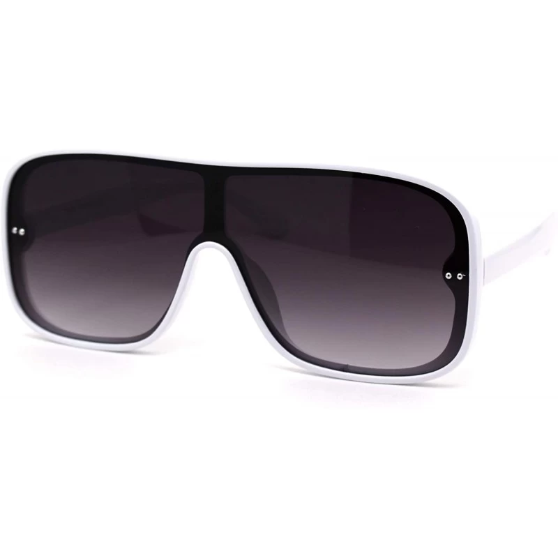 Round Mens Plastic Shield Racer Retro Gradient Lens Sunglasses - White Smoke - CU19573C58M $14.41