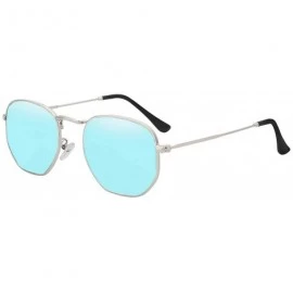 Round Polarized Sunglasses Men Vintage Sunglass Fashion Mens Summer Sun Glasses Top Quality UV400 - Silver W Blue Mir - CG197...
