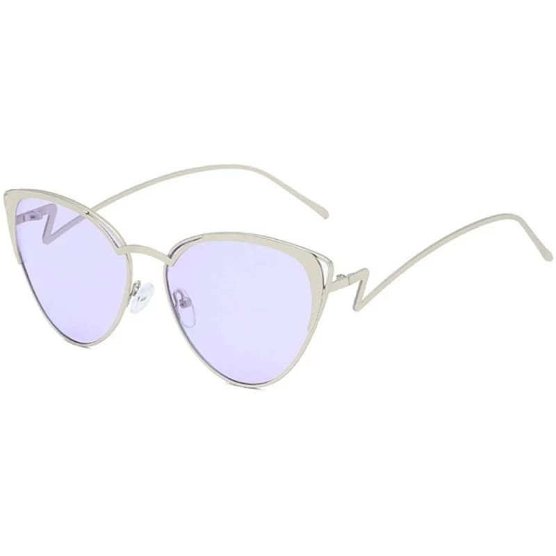 Cat Eye Retro Cat Eye Fashion Metal Frame Tinted Lenses Women Sunglasses UV400 - Purple - C518NHDHSHZ $20.83