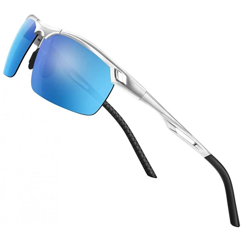 Rectangular Mens Driving Polarized Sunglasses UV400 Protection for Cycling Fishing Golf - Blue - CP18H49UWYR $17.04
