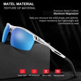 Rectangular Mens Driving Polarized Sunglasses UV400 Protection for Cycling Fishing Golf - Blue - CP18H49UWYR $17.04