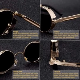 Round Vintage Round Polarized Sunglasses Retro Steampunk Sun Glasses Men Women Small Metal Circle Driving UV400 - CE199CN8XM5...