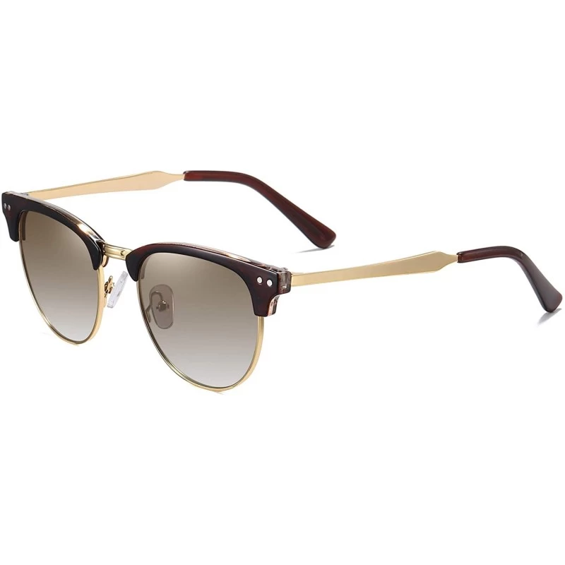 Rimless Retro Classic Semi Rimless Polarized Sunglasses Women Men - Brown - CV190S8RMKN $9.87