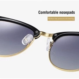 Rimless Retro Classic Semi Rimless Polarized Sunglasses Women Men - Brown - CV190S8RMKN $9.87