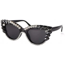Oversized Fashion Diamond Sunglasses Rhinestone Butterfly - Grey - CT198EX4DYU $24.13