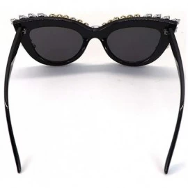 Oversized Fashion Diamond Sunglasses Rhinestone Butterfly - Grey - CT198EX4DYU $24.13