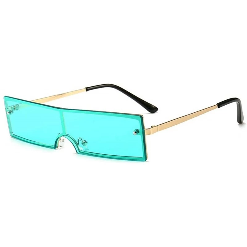 Square New European and American fashion trend rectangular unisex sunglasses - Green - C418U0ISMCW $13.94
