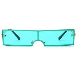 Square New European and American fashion trend rectangular unisex sunglasses - Green - C418U0ISMCW $13.94