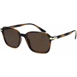 Rectangular Womens Rectangle Thin Horned Plastic Boyfriend Designer Sunglasses - Havana Brown - CY18L3O4LDS $11.89
