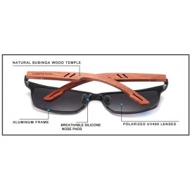 Rectangular Genuine adjustable sunglasses Square men polarized UV400 Al-Mg And Bubinga Wood - Gun/Gray - CA18WO7WRMT $43.05