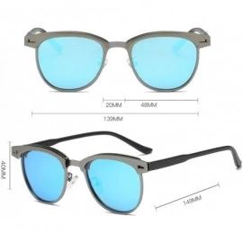 Semi-rimless Semi Rimless Retro Polarized Sunglasses Women Men Brand Sun Glasses - Silver Frame/Blue Lens - CN18GLS46WA $11.72