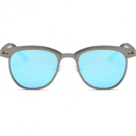Semi-rimless Semi Rimless Retro Polarized Sunglasses Women Men Brand Sun Glasses - Silver Frame/Blue Lens - CN18GLS46WA $11.72