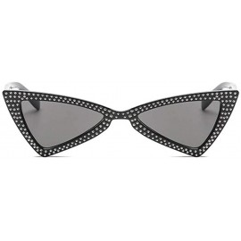 Cat Eye Triangle Sunglasses Women Sunshade Rhinestone Butterfly Frame Cat Eye Sun Glasses Female Black Eyewear UV400 - C5198O...