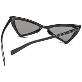 Cat Eye Triangle Sunglasses Women Sunshade Rhinestone Butterfly Frame Cat Eye Sun Glasses Female Black Eyewear UV400 - C5198O...