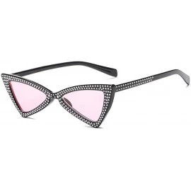 Cat Eye Triangle Sunglasses Women Sunshade Rhinestone Butterfly Frame Cat Eye Sun Glasses Female Black Eyewear UV400 - C5198O...
