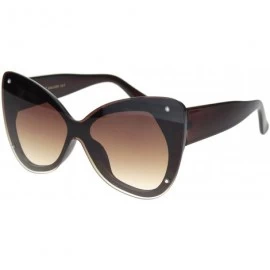 Shield Womens Exposed Edge Shield Butterfly Plastic Sunglasses - Brown Gradient Brown - CH18MGR3TKZ $15.10