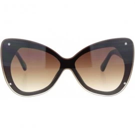Shield Womens Exposed Edge Shield Butterfly Plastic Sunglasses - Brown Gradient Brown - CH18MGR3TKZ $15.10