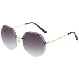 Rimless Sunglasses for Women Gradient Oversized Rimless Polygon Cutting Colorful Lens Fashion - Gradient Grey - CS1902U5WLC $...