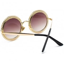 Oval Women Round Rhinestone Sunglasses Metal Frame Polycarbonate lens - Gold Brownc1 - CM18EO4U46U $9.80