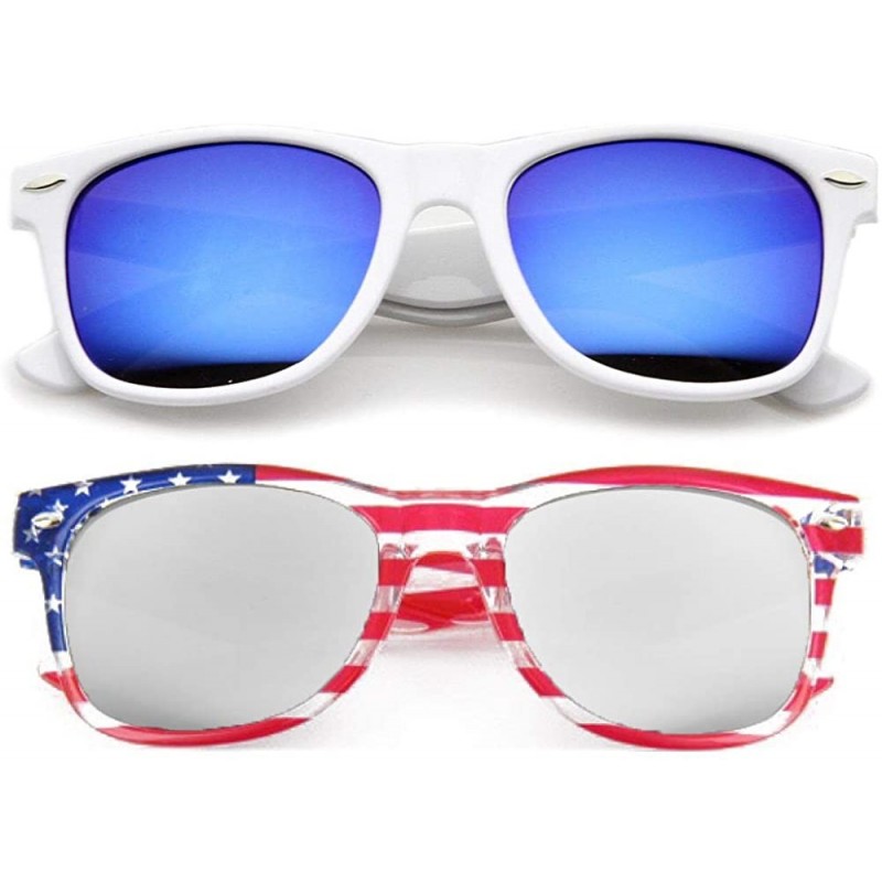 Oversized American Flag Retro Classic Sunglasses Glasses Box Set - Assorted - CT11MDH4UI3 $22.65