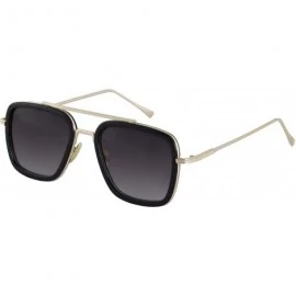 Oversized Retro Aviator Sunglasses Square Metal Frame for Men Women Spider Man Sunglasses - Gold - CM18WGDD23Z $18.87