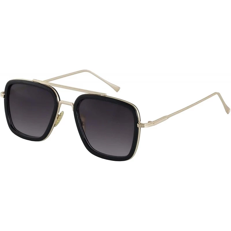 Oversized Retro Aviator Sunglasses Square Metal Frame for Men Women Spider Man Sunglasses - Gold - CM18WGDD23Z $11.37