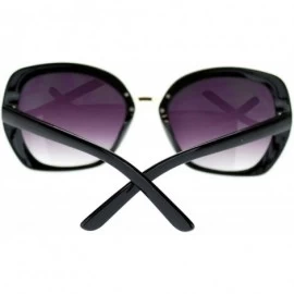 Butterfly Womens Rectangular Metal Bridge Butterfly Designer Fashion Sunglasses - Black - C311NV5OX1Z $7.92