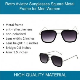 Oversized Retro Aviator Sunglasses Square Metal Frame for Men Women Spider Man Sunglasses - Gold - CM18WGDD23Z $11.37