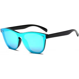 Square Blenders Sunglasses Polarized Sunglasses - Rimless Mirrored Lens Sunglasses JH9004 - Black Frame Blue Mirror - CN18L4U...