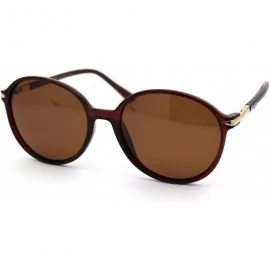 Butterfly Polarized Womens Designer Style Plastic Round Butterfly Sunglasses - Brown Solid Brown - CI18Y6O2YQ0 $14.62