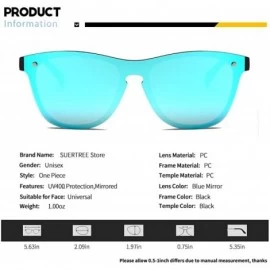 Square Blenders Sunglasses Polarized Sunglasses - Rimless Mirrored Lens Sunglasses JH9004 - Black Frame Blue Mirror - CN18L4U...