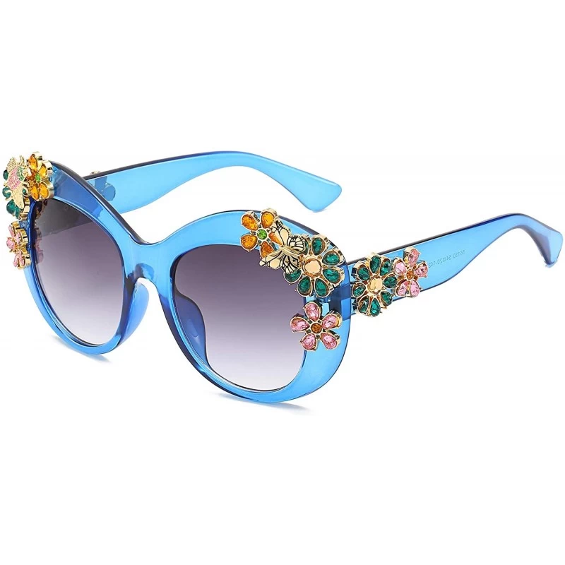 Oversized Womens oversized sunglasses classic style designer shades thick frame glasses - Deep Blue Frame Gray Lens - CO18YYS...