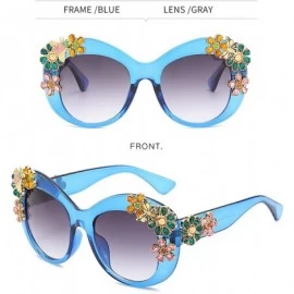 Oversized Womens oversized sunglasses classic style designer shades thick frame glasses - Deep Blue Frame Gray Lens - CO18YYS...