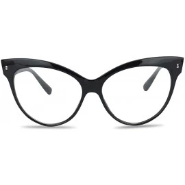 Cat Eye Vintage Black 50s Super Cat Eyes Oversized Non Prescription Clear Lens Glasses Sunglasses - C612EPF7BOZ $24.63