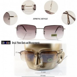 Semi-rimless Minimalist Medium Rectangular Sunglasses Clear Eyewear Spring Hinge A173 A174 - Gold/ Brown Gr - CB18DHT2M53 $15.28