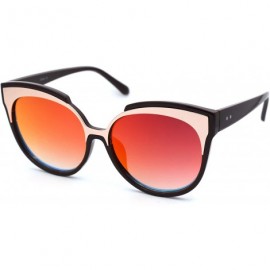 Cat Eye Womens Retro Oversize Cat Eye Horn Rim Chic Sunglasses - Brown Gold Orange Mirror - C018WUYISEM $26.27