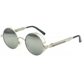Goggle Steampunk Retro Round Frame Screws Spring Legs Inventor Sunglasses - CX11N7TOOAT $46.42
