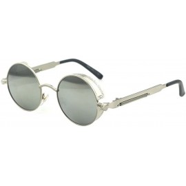 Goggle Steampunk Retro Round Frame Screws Spring Legs Inventor Sunglasses - CX11N7TOOAT $17.41