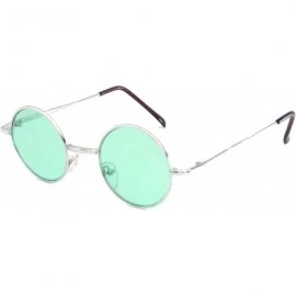 Round John Lennon Vintage Style Round Silver Party Shades Sunglasses GREEN LENS - CZ11FVVRJDB $19.34