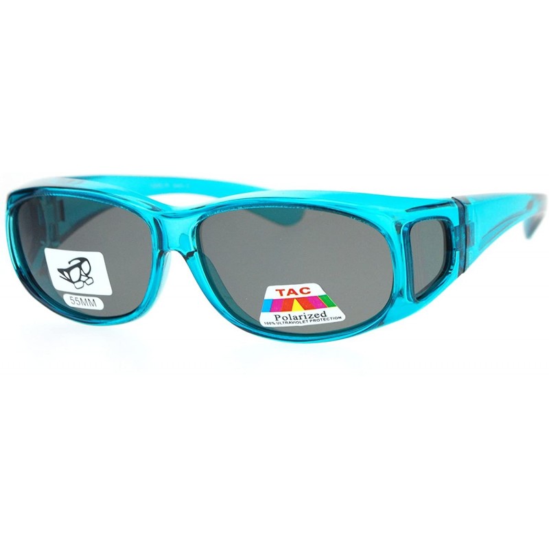 Rectangular Polarized 55mm Rectangular Fit Over Plastic Sunglasses - Teal - CS12NA7ZHQ9 $13.96
