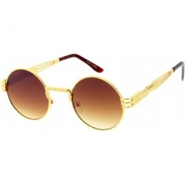 Oversized SteamPunk 80s Retro Fashion Round Frame Sunglasses Ver 2.0 - Brown - CL18U9KW2IU $12.81