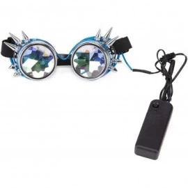 Goggle Kaleidoscope Glasses- Spiked Glowing Tube Steampunk Goggles Crystal Glass - Silver - CQ18T35IK27 $10.58