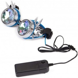 Goggle Kaleidoscope Glasses- Spiked Glowing Tube Steampunk Goggles Crystal Glass - Silver - CQ18T35IK27 $10.58